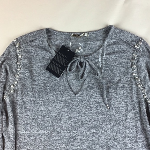 Seven7 Stretch Top Long Sleeve Pearl Beads Size 3X - Picture 2 of 8